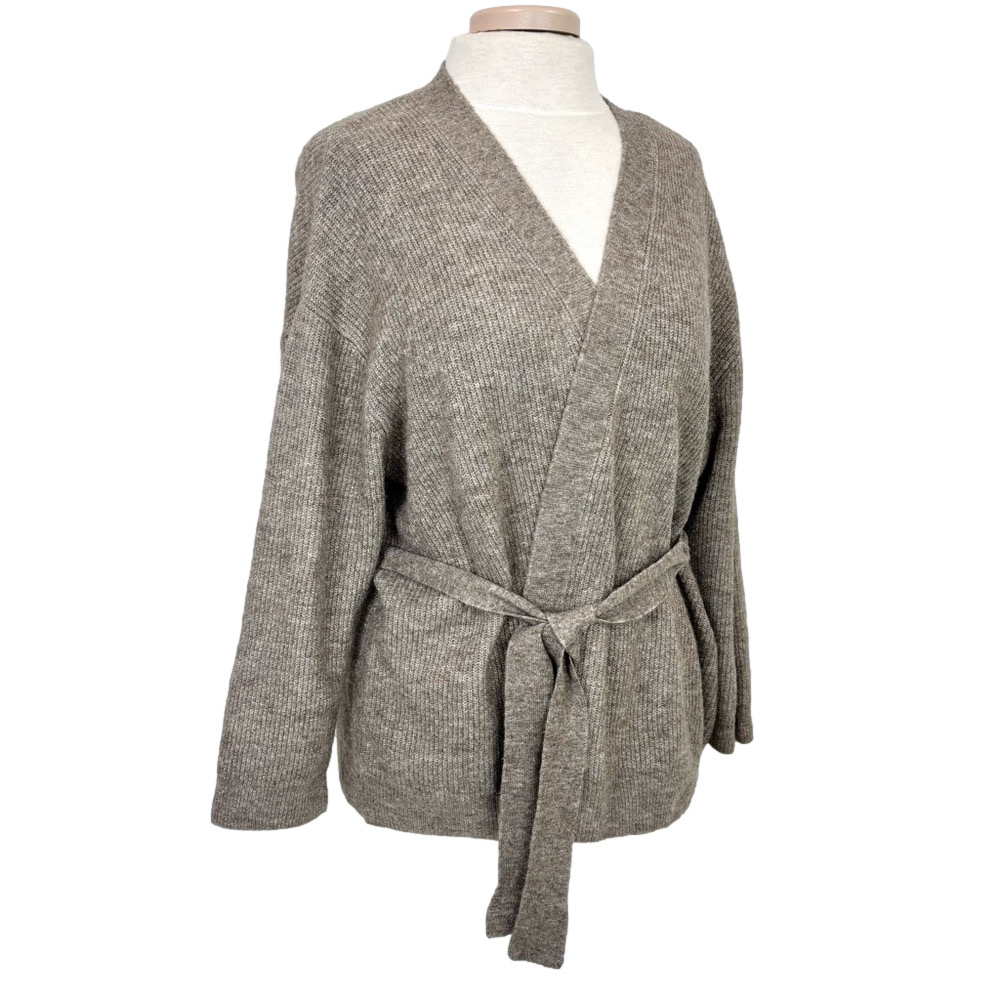H&M brown belted cardigan